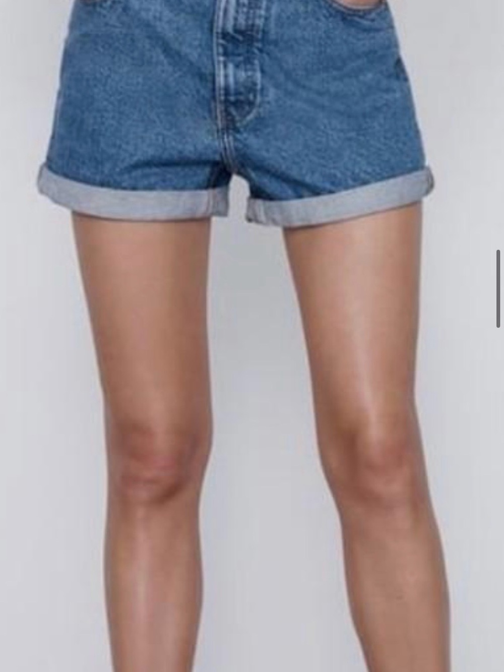 Mom Fit Bermuda Rolled Hem Denim Shorts - Blue